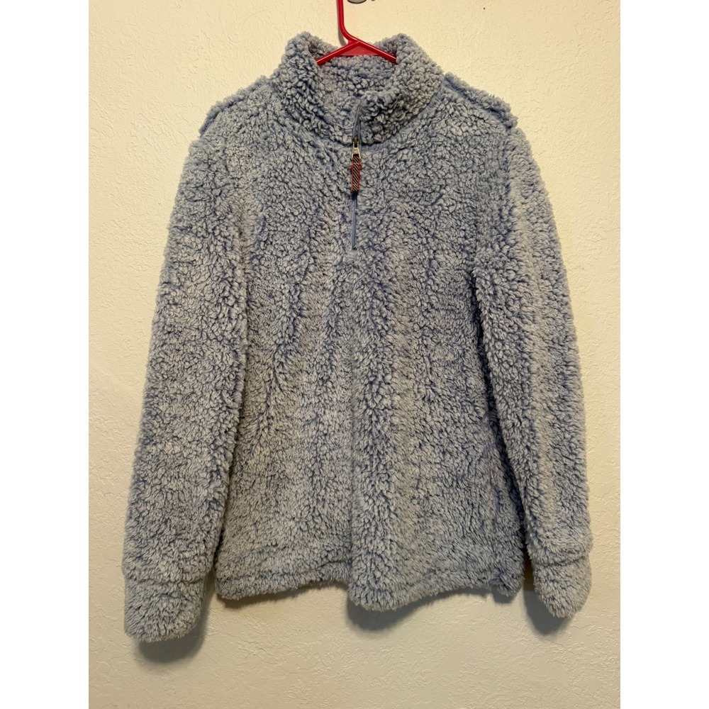 Weatherproof Vintage Mens Large Blue Sherpa Fleece Quarter Zip Pullover Sweater